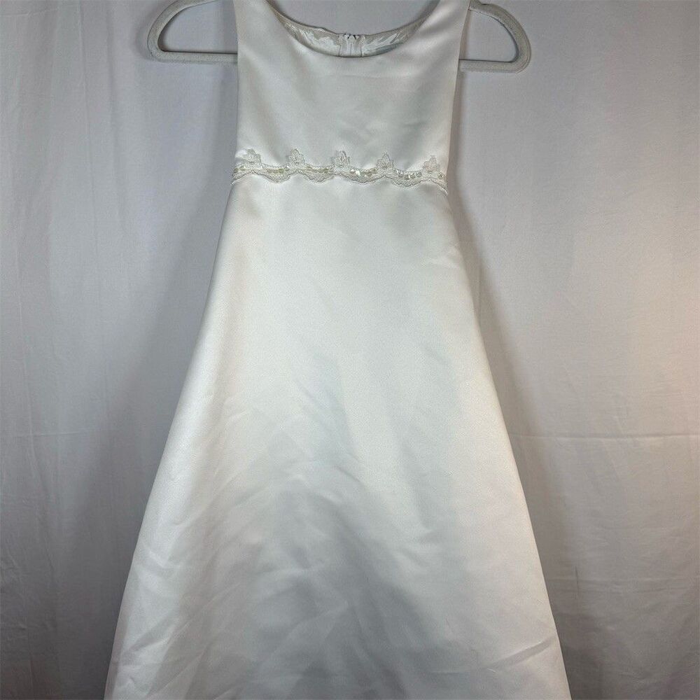 Rare Editions Flower Girl Dress Girls 7 Ivory A-Line Long Sleeveless Lace